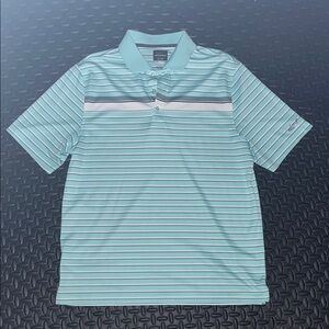 Greg Norman PlayDry Striped Polo Shirt Blue Mens Large
